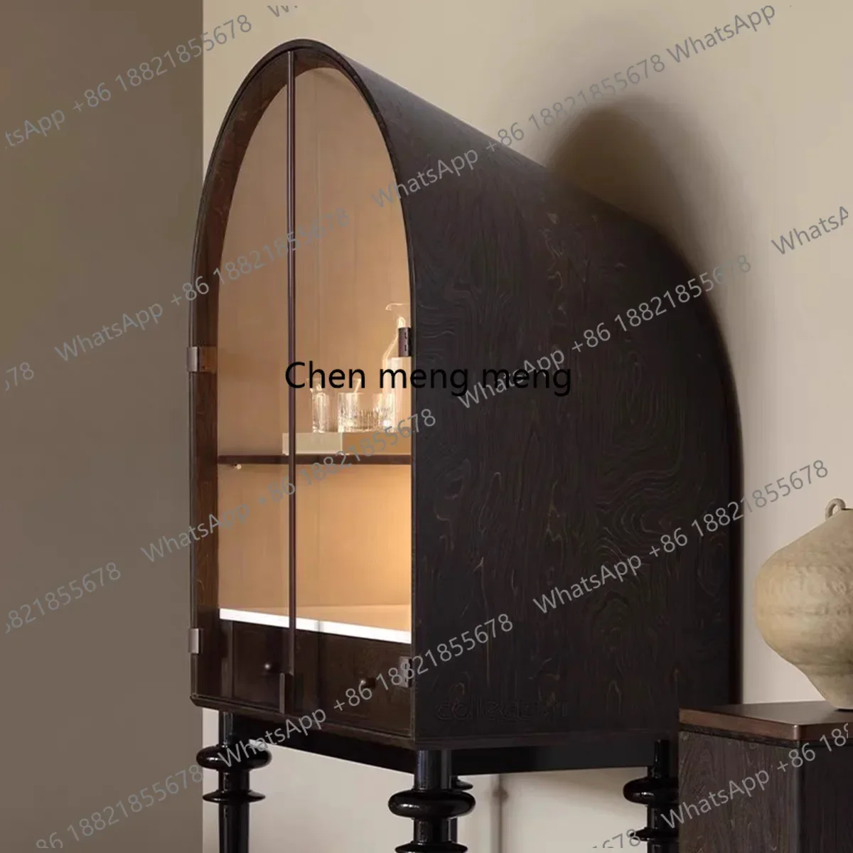 N138Retro solid wood wine cabinet Minimalist living room storage display cabinet Advanced sense entrance entrance decorative cab