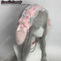 Goth Bunny Ear Bow Hair bands Harajuku Gothic Lolita Y2K girl Rabbit ears hair band Punk Lace Ruffled Headband Hair Hoop - Image 4