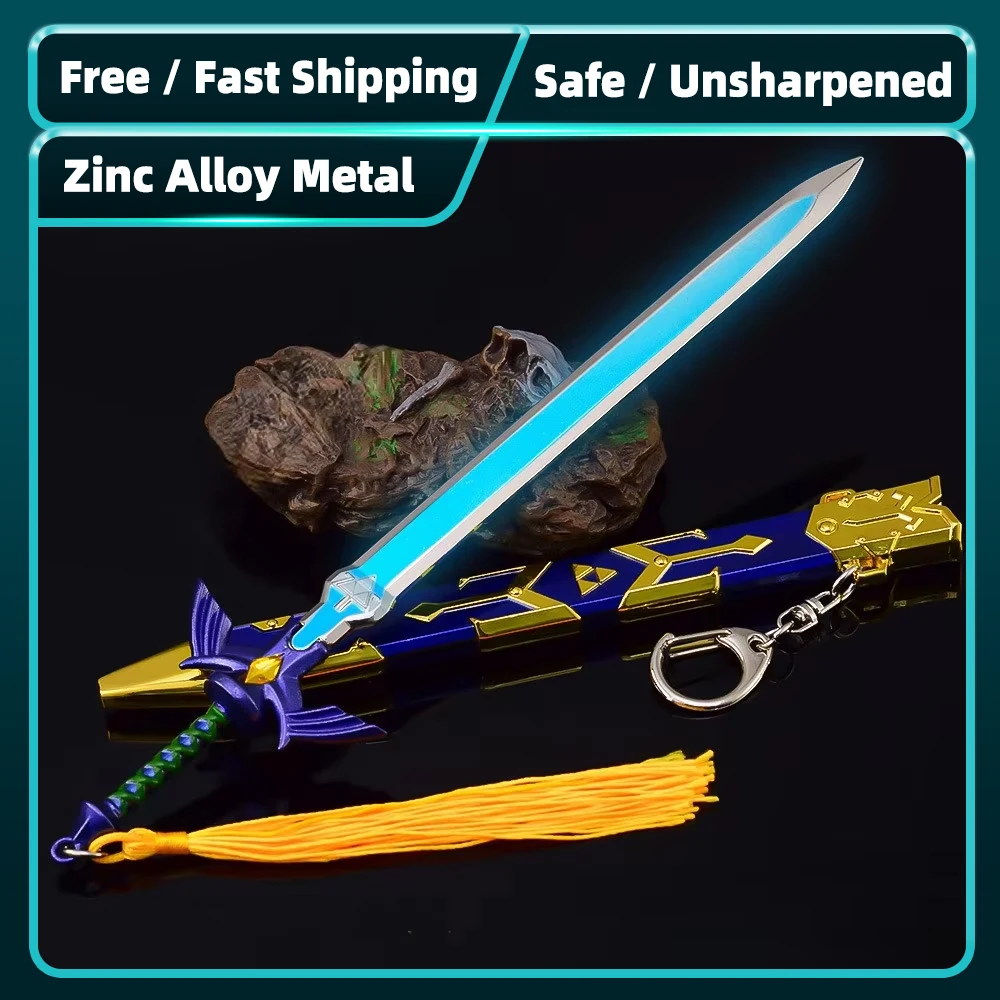 Legend of Master Sword Replica - 22cm Zinc Alloy Non-Sharp Blade with Scabbard, Ideal for Zelda Fans and Model Accessories