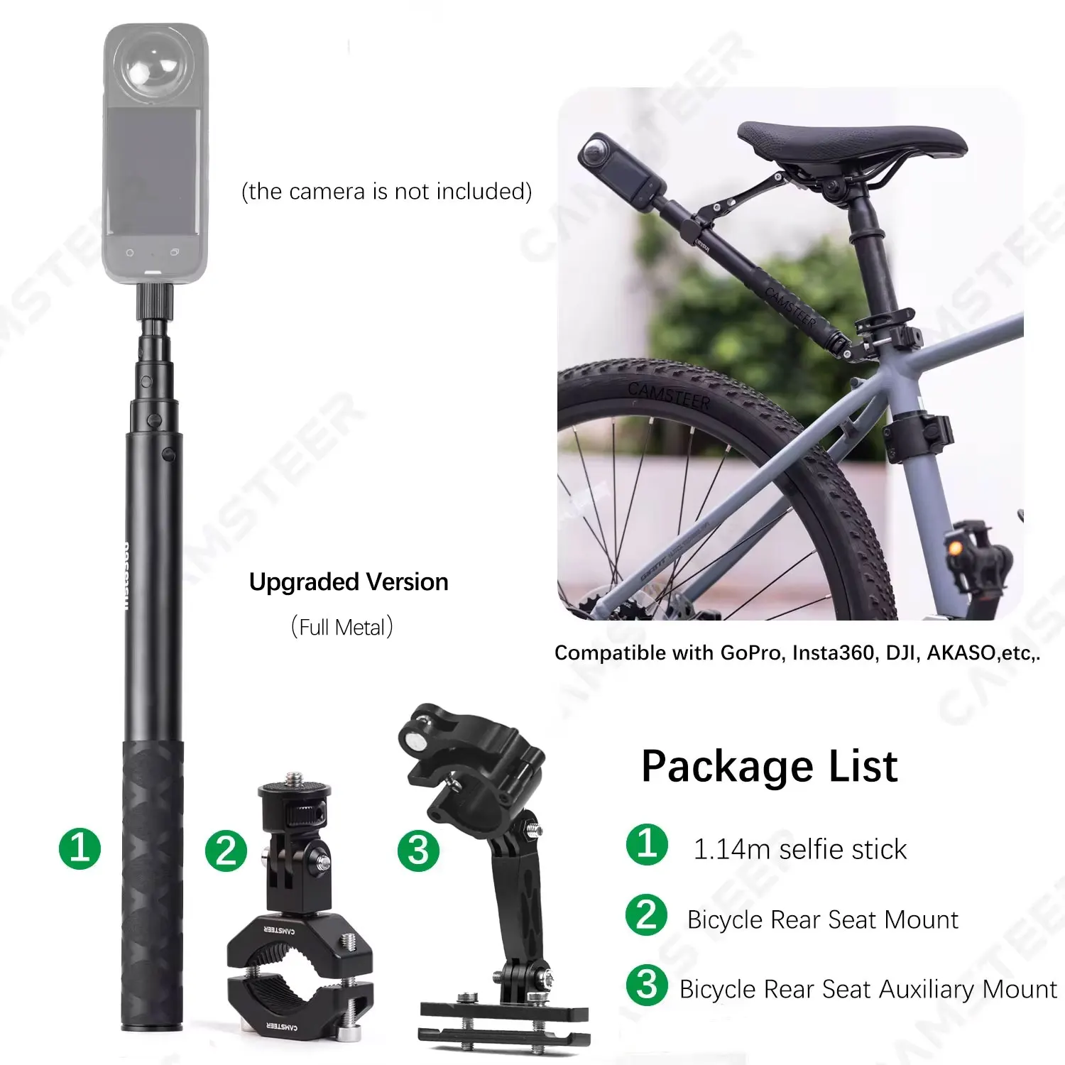 Camsteerプレミアム自転車後部座席3人称視点マウント（GoPro Max2