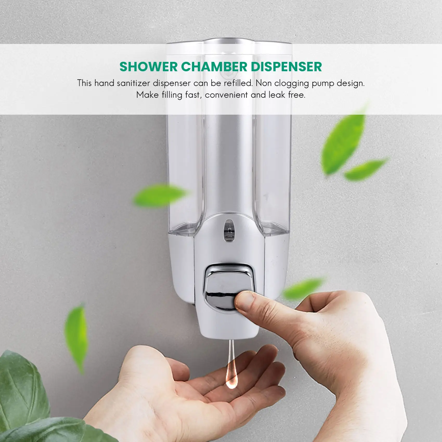 

B50C Soap Dispenser, Hand Dispenser Wall Mounted, Hand Gel Dispenser Manual 350Ml, Shower Gel, Shampoo Dispensers For Kitchen