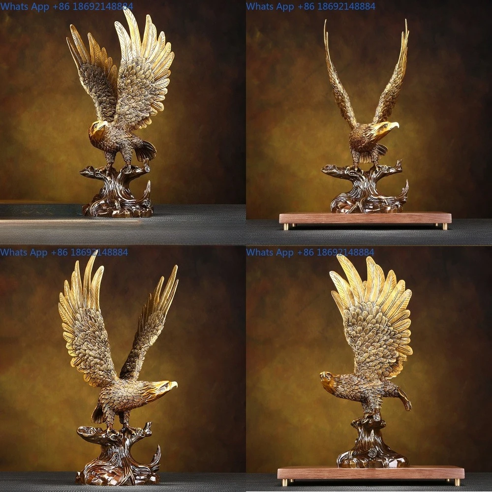 

Brass Eagle Sculpture for Home Office Decor Spreading Wings Design Bronze Artwork Gift for Business Opening Success Symbol