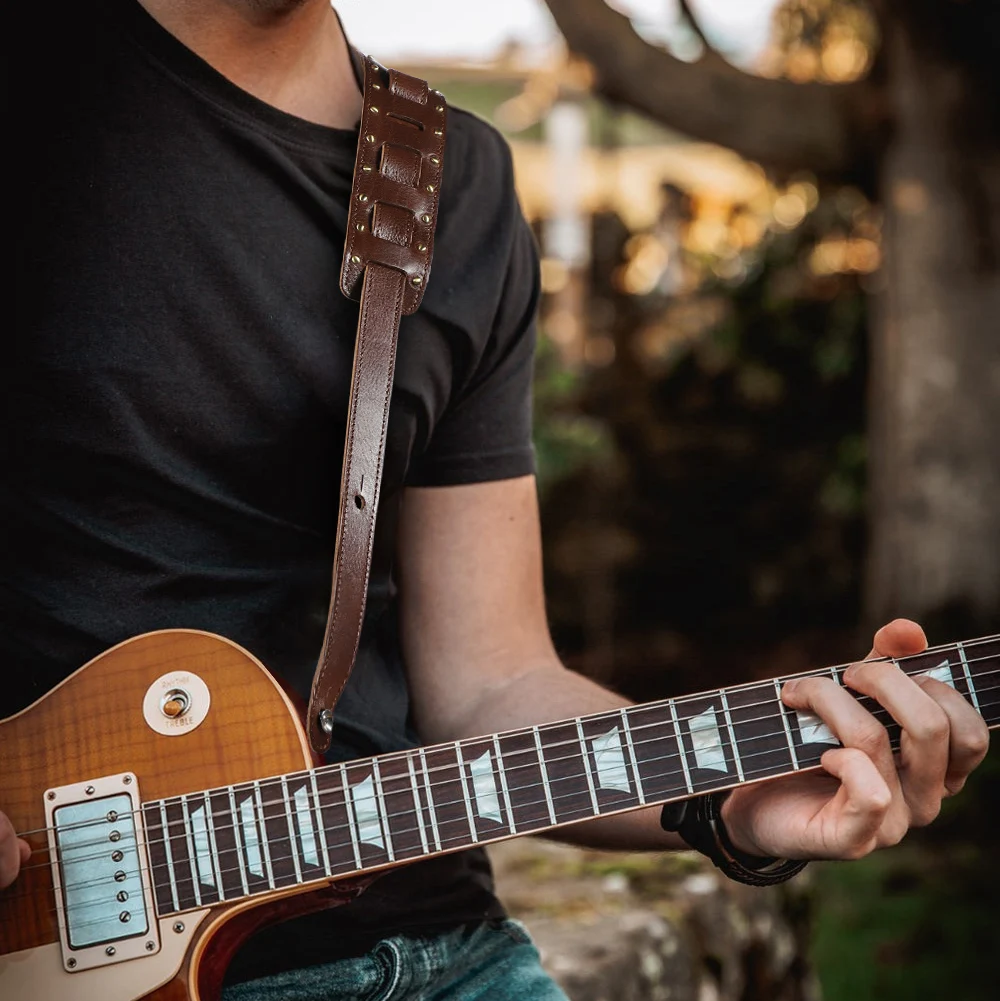 Custom Genuine Leather Adjustable Shoulder Strap Classic Portable CF6013 Bass Acoustic Electric Guitar Luxury Rivets Fast