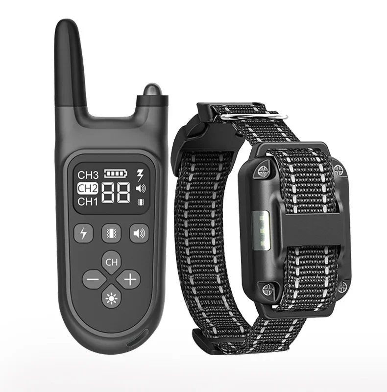 

Cute 800m Black Electric Dog Training Collar with Shock Vibration Sound Remote Control Pet Training Artifact for 1/2/3 Dogs