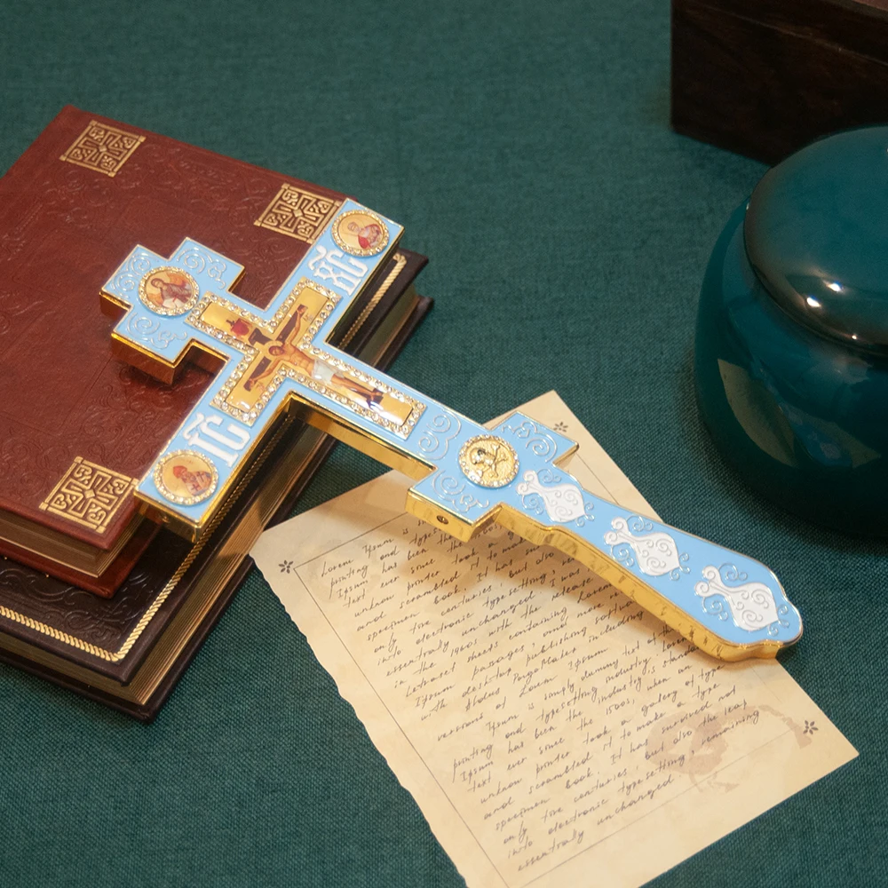 HTISOK Prächtiges Orthodoxes Griechisches Segenskreuz für Kirchendekoration und den persönlichen Gebrauch – Detail 6