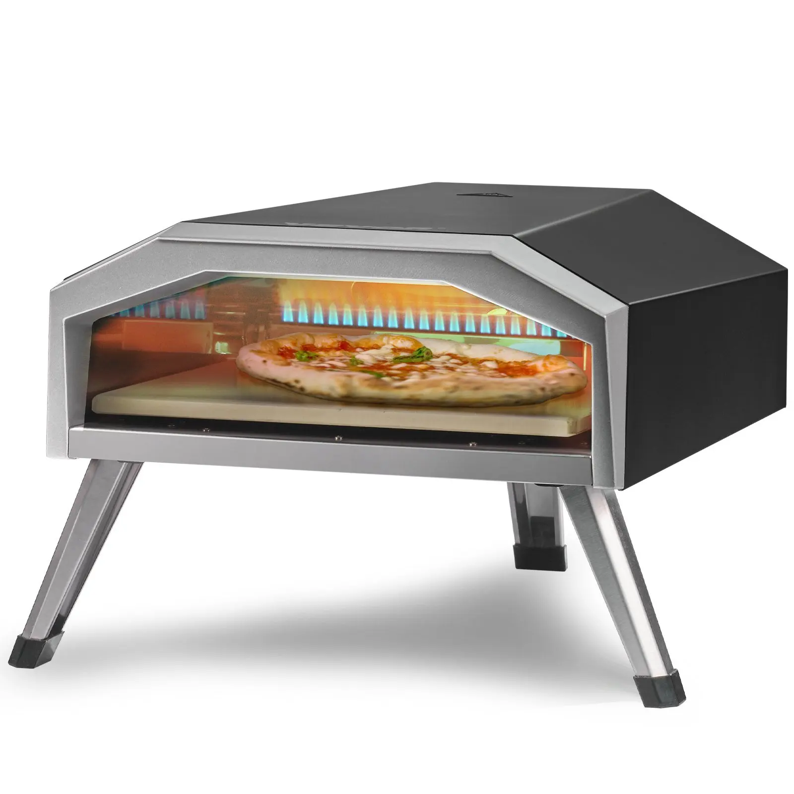 Gas Pizza Oven, 13-inch Outdoor Pizza Oven, Thick Stainless Steel Propane Pizza Maker with Pizza Stone, Portable Outside