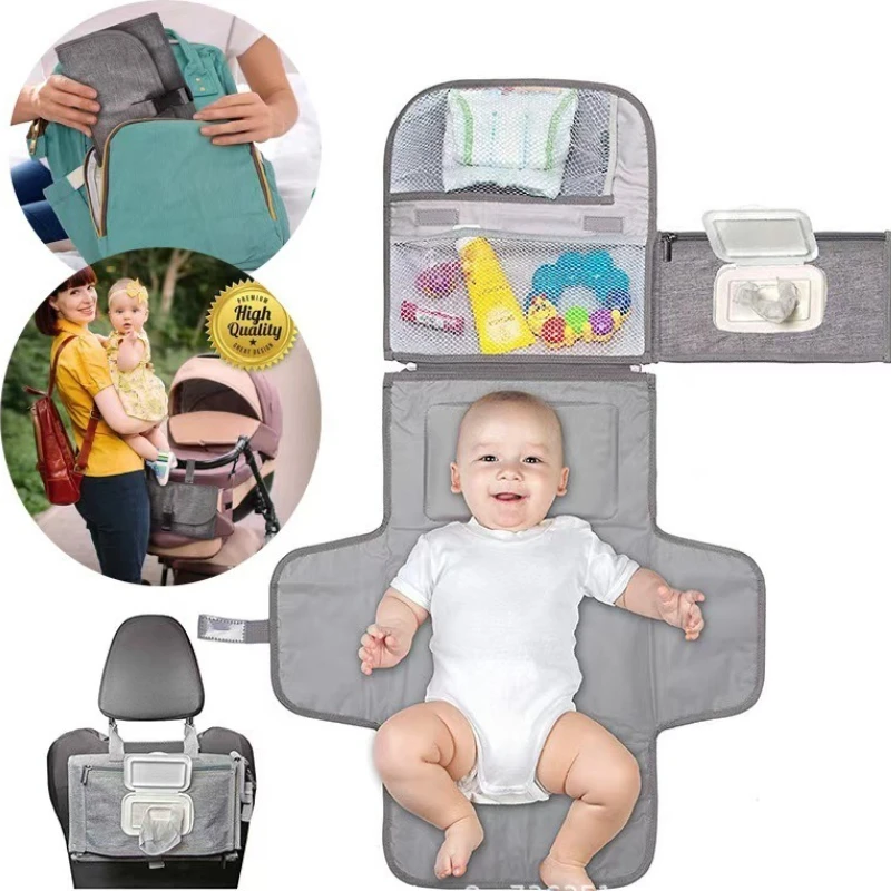 

Portable Diaper Changing Pad with Wipes Pocket Waterproof Diaper Hanging Foldable Storage Bag Changing Mat for Baby Newborn Gift