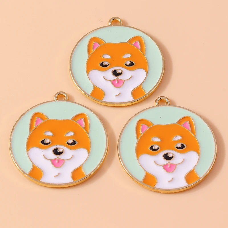 10 Stuks Schattige Email Dier Charmes Husky Corgi Bulldog Puppy Hond Hanger Voor Armband Ketting Handgemaakte Sieraden Bevindingen