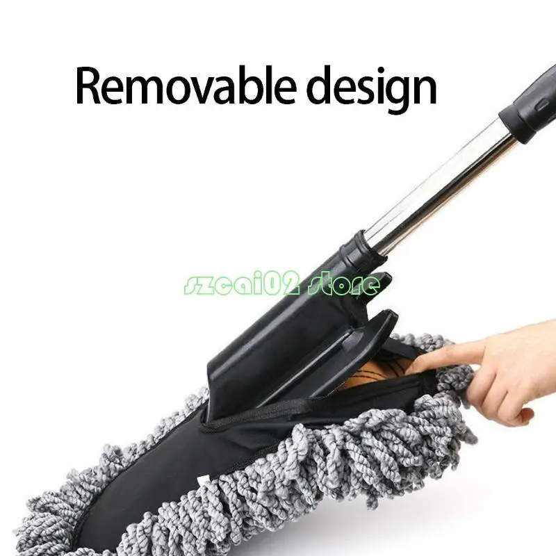 400B Extendable Handle Brush with Microfiber Duster Long Bristle Scrub Cleaning Mop For Vehicle Cleaning