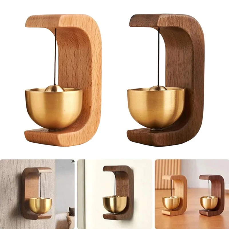 

[C]Wooden Wind Chimes Magnetic Brass Doorbell Wireless Jingle Bell Entrance Door Bells Hanging Pendants For Home Decoration