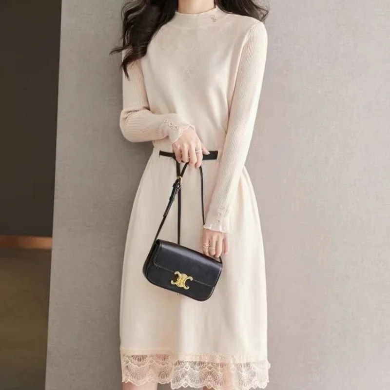 

Pullover sweater female autumn and winter 2023 casual solid bottom coat long sleeve o neck sweater pullover female tops clothing