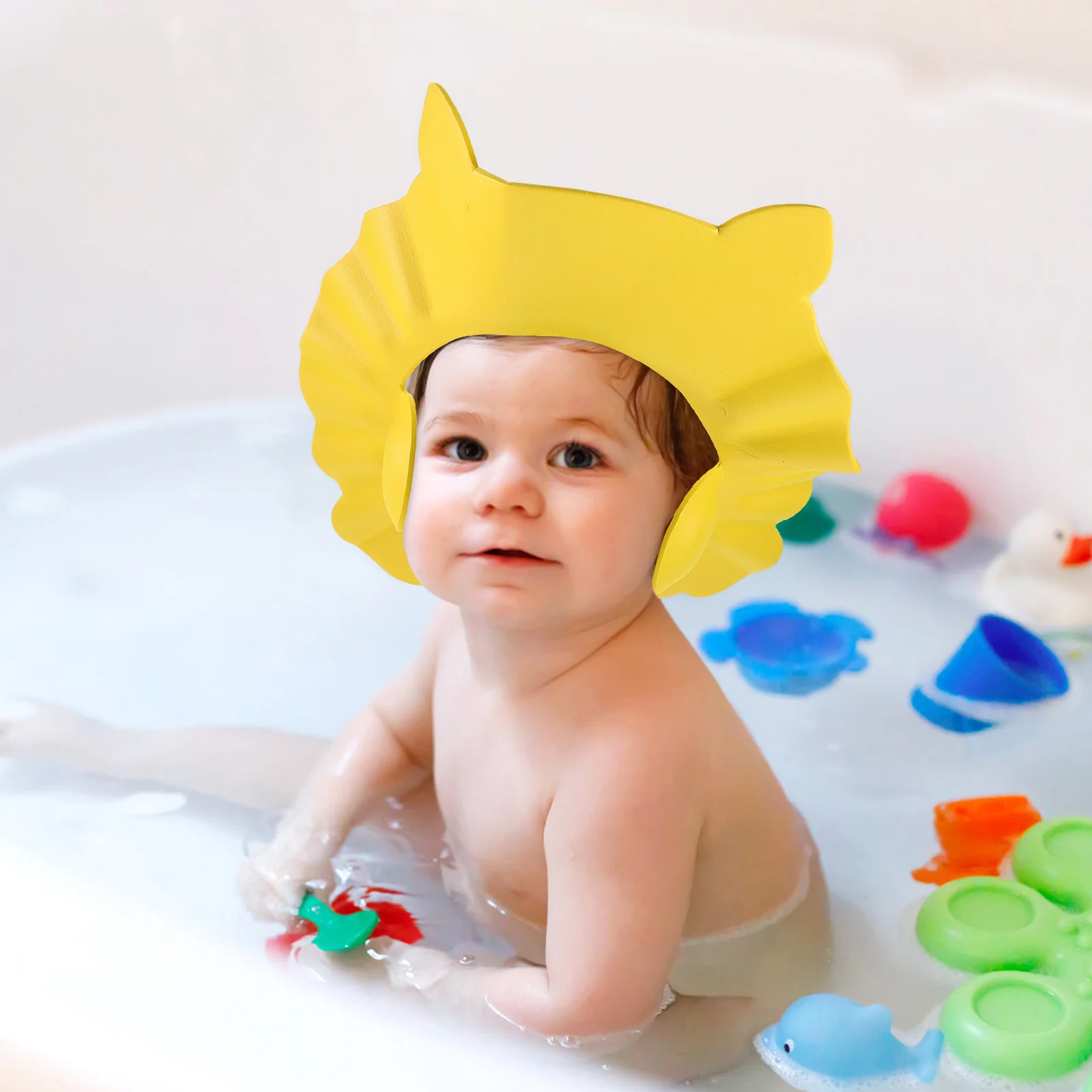 

2Pcs Baby Shower Caps Waterproof Adjustable Cartoon Hair Washing Shield Kids Bath Ear Protector Shampoo Hat Baby Shower Caps