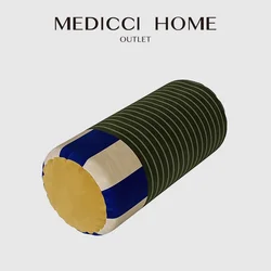 Medicci Home Modern Retro Charm Furniture Roll Round Cushion Colorful Velvet Stripe Bloster Pillow Cover Insta Popular Home Deco