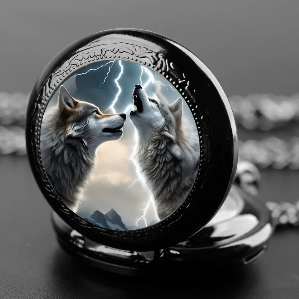 Крутой дизайн волка, графические винтажные кварцевые карманные часы для женщин, мужчин и детей, ювелирные аксессуары, ожерелье, цепочка, часы, уникальный подарок