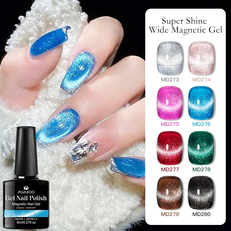8ml Super Shine กว้างแมวแม่เหล็กเจลเล็บสีแดงสีเขียว Glitter เล็บกึ่งถาวร UV/LED เจลเคลือบเงาสําหรับฤดูร้อนเล็บ
