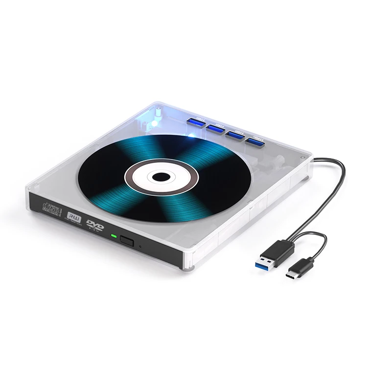 hit productMultifunctional 7-in-1 8X/24X DVD-RW External Optical Drive Recorder with Tray Type for Laptop and Desktop USB