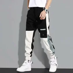 Classic Streetwear Casual Men Ribbons Harem Jogging Pants Male Slim Fit Spring Cargo Pants Multi-Pockets Women Trousers K91