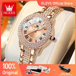 OLEVS 9943 Women's Watches Fashion Original Quartz Wrist Watch For Women Roman Inlaid Zircon Dial Waterproof Ladies Watch