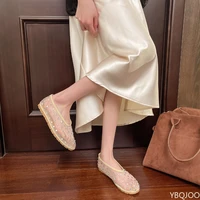 2025 Diamond Mary Jane Shoes Women's 2025 Summer New Mesh Flats Shallow Mouth Versatile Ballet Shoes Fashion Plus Size Sandals - Image 4