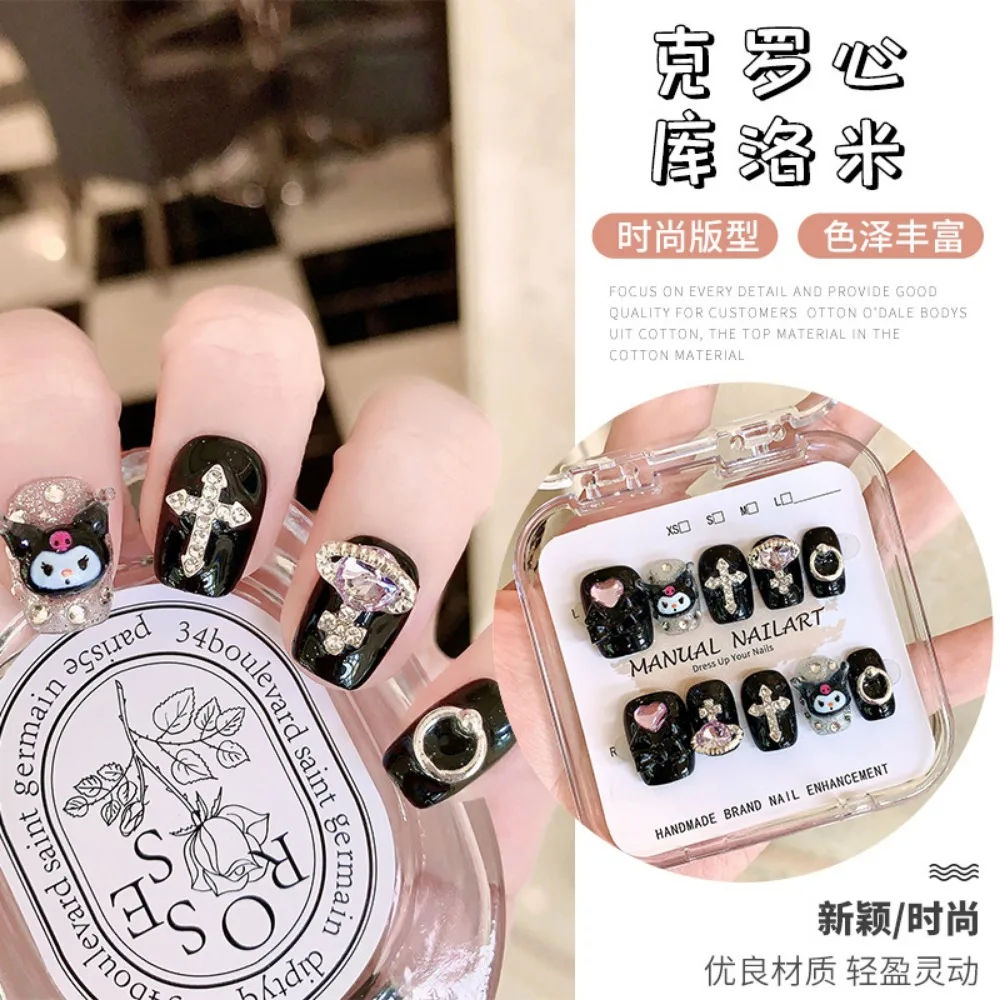 Sanrio Kawaii Kuromi Y2k Handmade Manicure Patch Collection FakeNails Detachable Finished Nail LengthShort Schoolgirl Gift