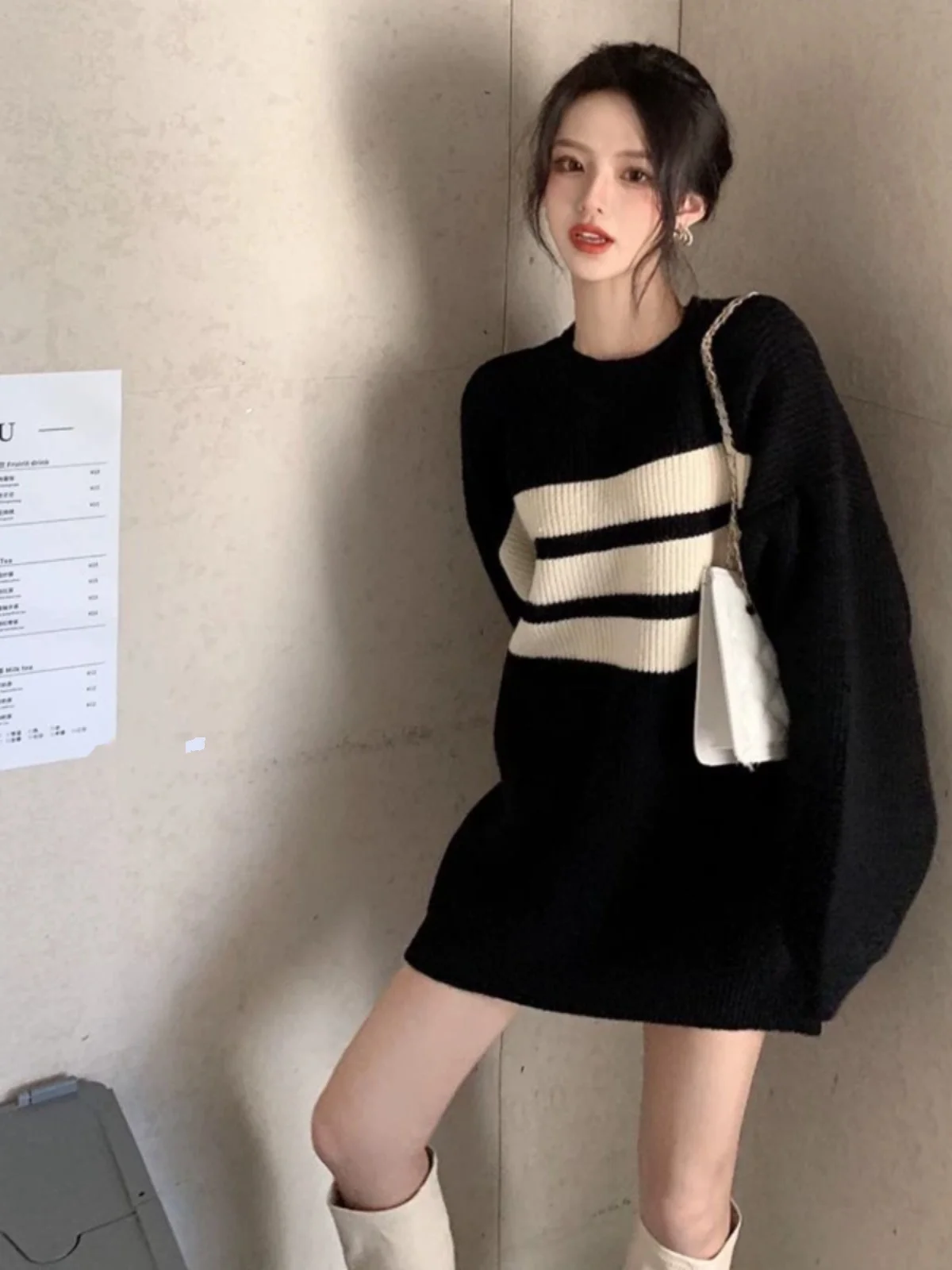 

Женский свитер Laid-ba Sle, весенне-осенний, свободного кроя, с длинными рукавами, с принтом, повседневный, в полоску, верхняя одежда