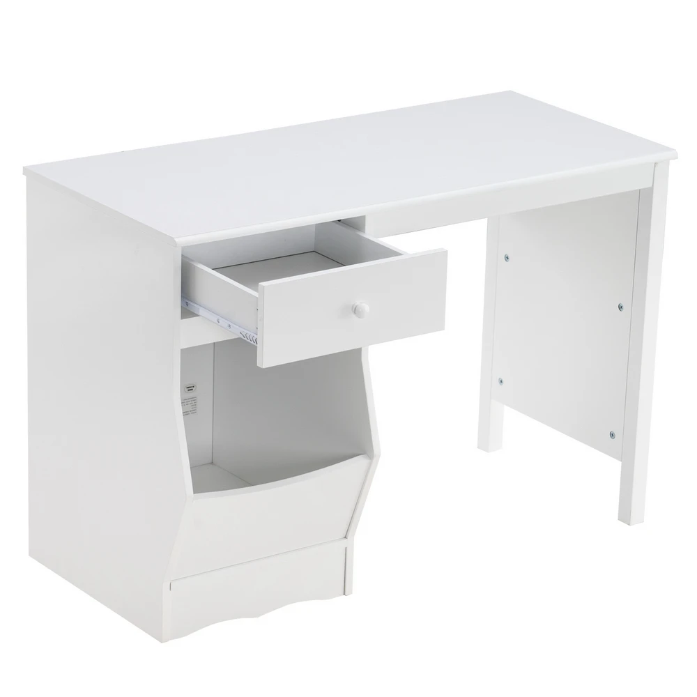 Painted Simple Student Learning Table Kids Study Desk White with Drawers and Storage Function 108x49x73.5CM[US-Stock]