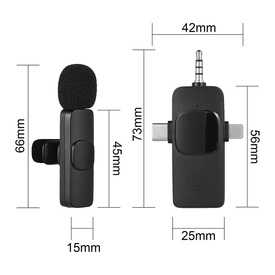 Bezprzewodowy mikrofon Lavalier 3 w 1 redukcja szumów 3.5MM Mini mikrofon do telefonu IPhone/Android/kamera/Laptop nagrywanie wideo