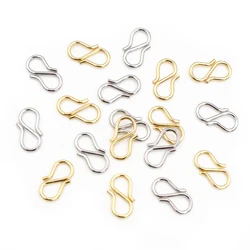 50Pcs Stainless Steel Gold Color S Shape End Clasps Hooks Chain Connectors For Bracelet Necklace DIY Jewelry Making Supplies