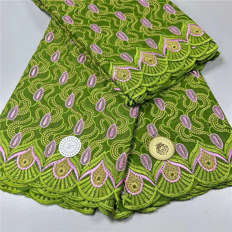 5 yard Swiss lace fabric heavy beaded embroidery African 100% cotton fabrics Swiss voile lace popular Dubai style 24L03314