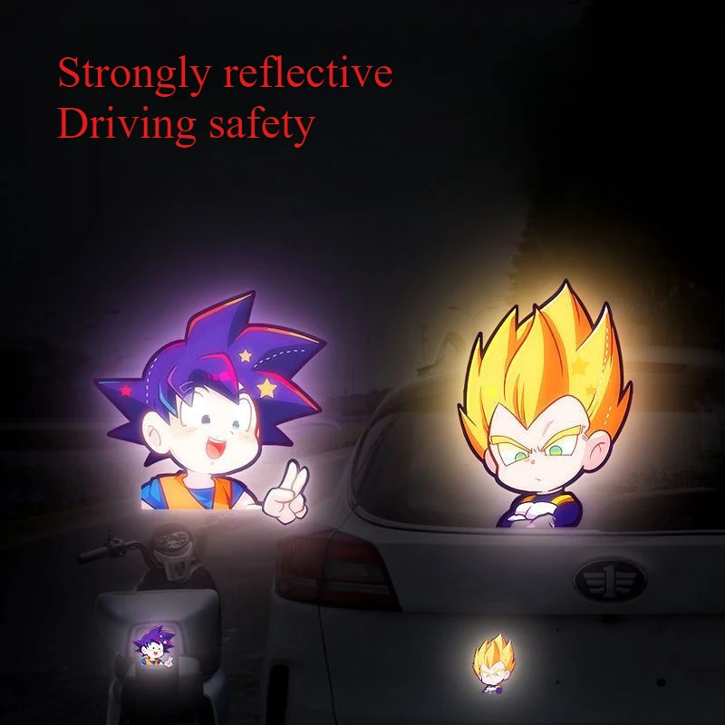 Dragon Ball Son Goku Vegeta Animation Peripheral Creative Personalized Reflective Luminous Car Body Decoration Warning Sticker