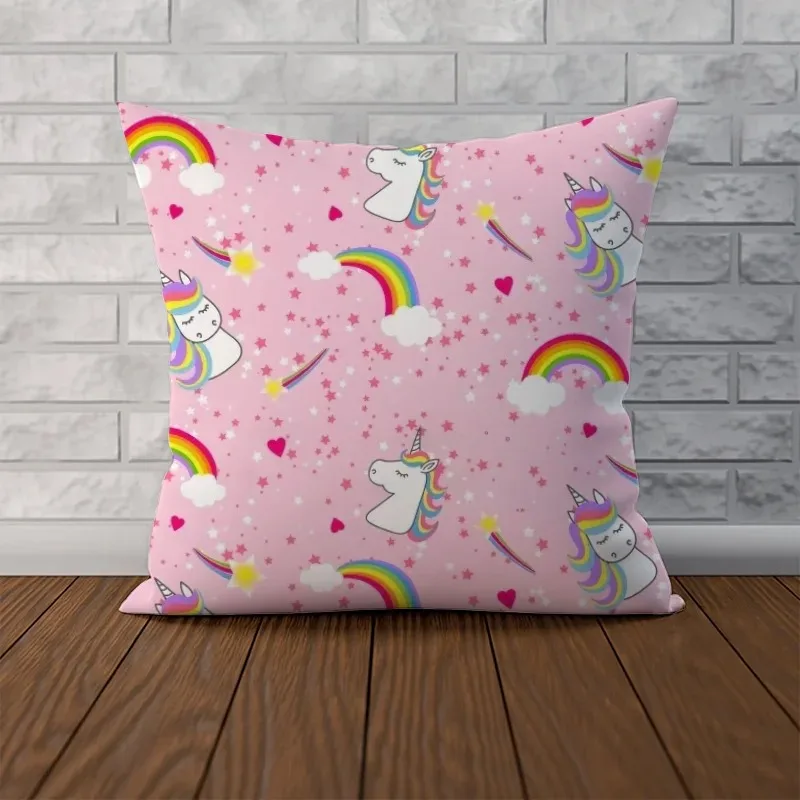 Pink Unicorn Cushion Cover 45*45 Couple Pillow Pillowcases for Pillows 45x45 Cushions Covers Pilow Cases Pillowcase Decor 40x40