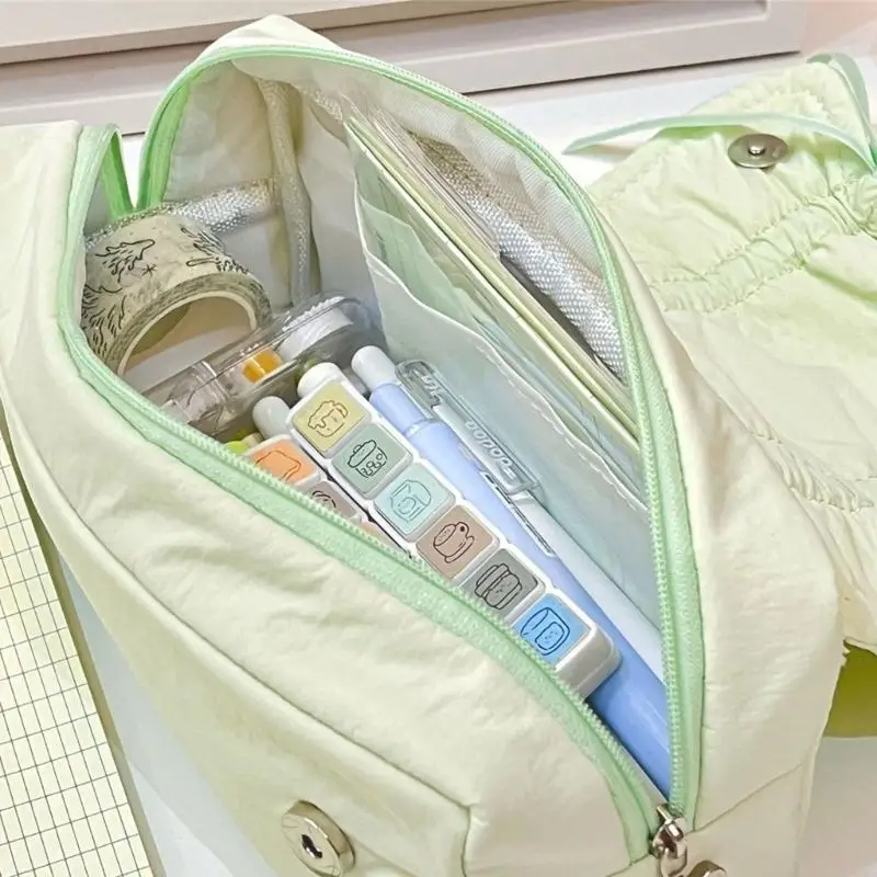 أنيقة Bowknot القلم حالة 7.55x3.38x2.91 بوصة سعة كبيرة مقلمة مقصورة كبيرة السفر قلم رصاص المنظمون حقيبة #2