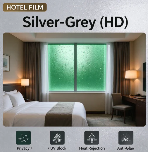 Silver Green One Way Vision HD Glass Tint Roll Solar Heat Insulation Privacy Film For Balcony And Building Windows