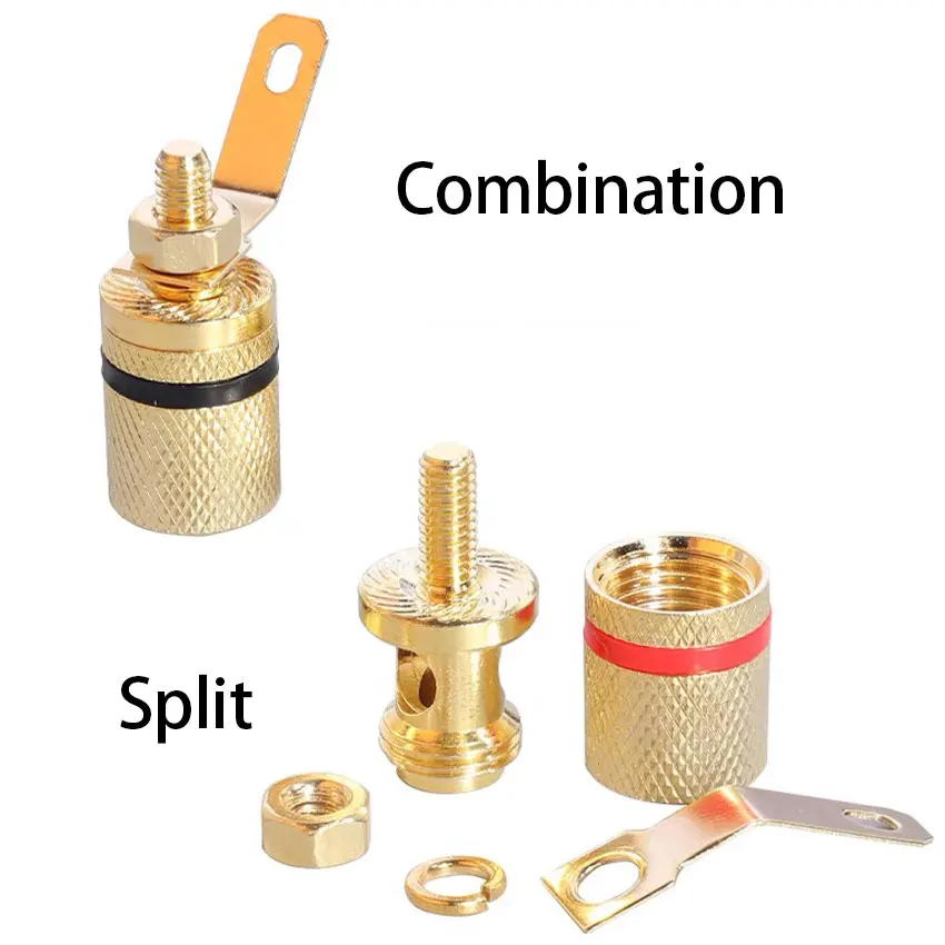 1PCS Gold Plated Audio Connector Binding Post Amplifier Speaker Cable Terminal Banana Plug Jack for 4mm Diameter Banana Plugs