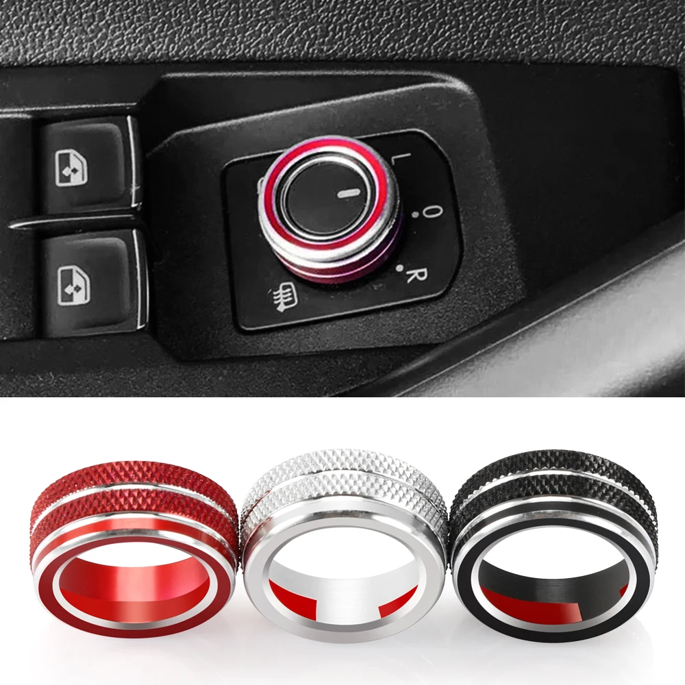 Para vw volkswagen seat ibiza polo gti golf 4 5 6 7 8 2018 2019 2021 2022 botão de ajuste espelho retrovisor capa decorativa