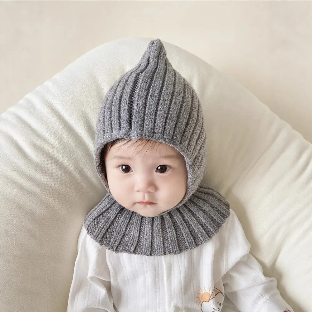 

New Warm Hat Scarf Set Windproof Coldproof Ear Protection Hat Polar Fleece Knitted Pullover Hat Newborn