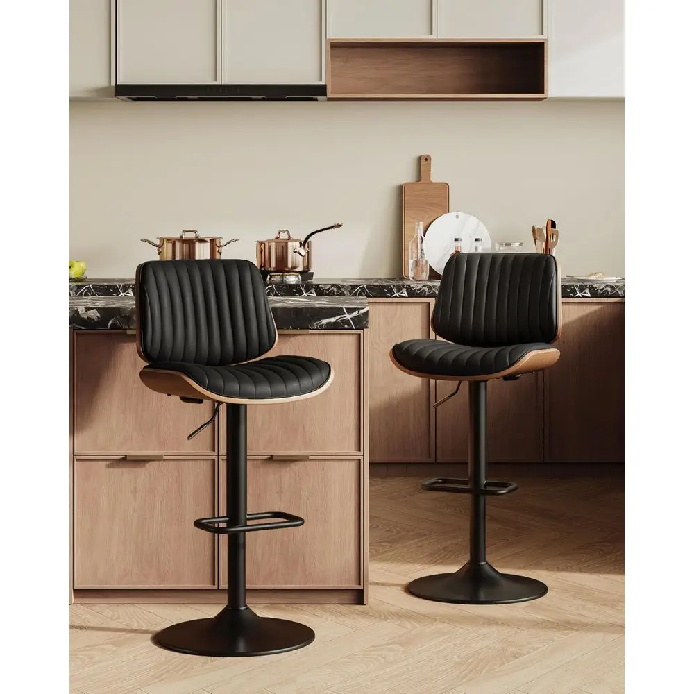 

Stools Set of 2, Adjustable Modern Swivel Bar Chairs 2634.5inch with Footrests, Faux Leather Counter Height Barstools for Bar,
