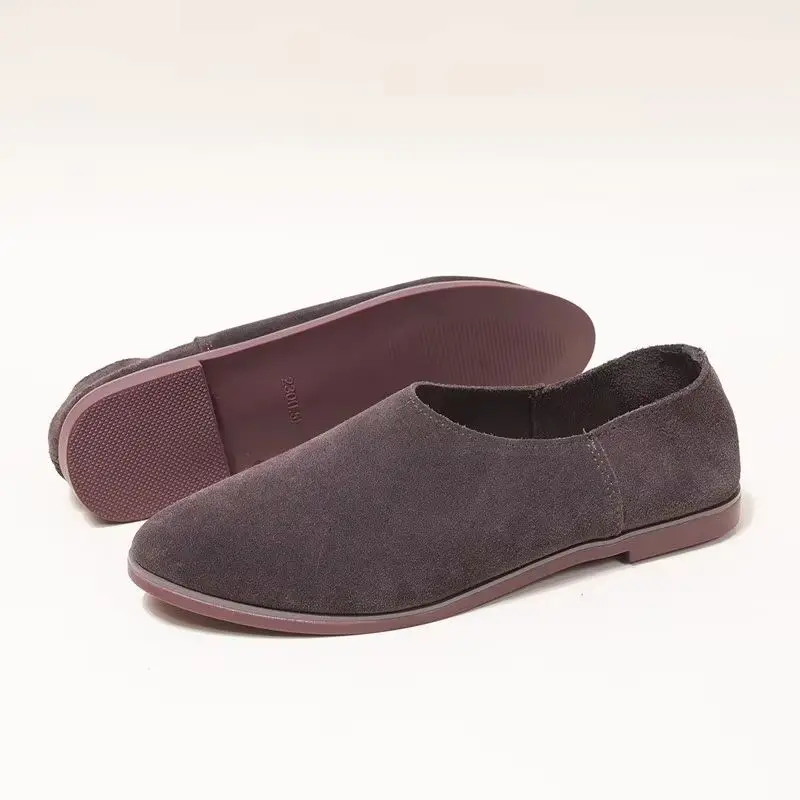 Women's Genuine Leather Pointed Toe Ballet Flats, Sizes 41-43