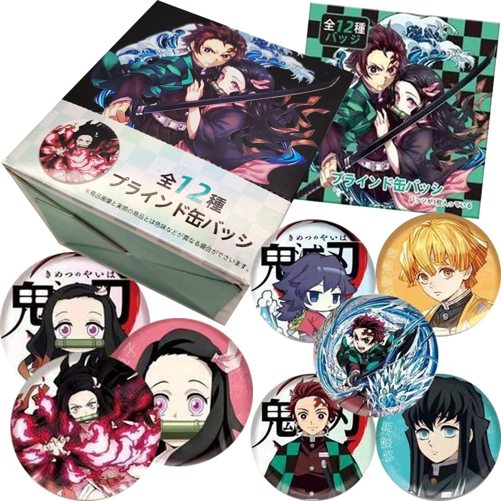 أنيمي شيطان القاتل مجموعة شارات رائعة شعبية شخصية الكرتون بروش مستدير لحقيبة تأثيري الديكور مروحة هواية هدية