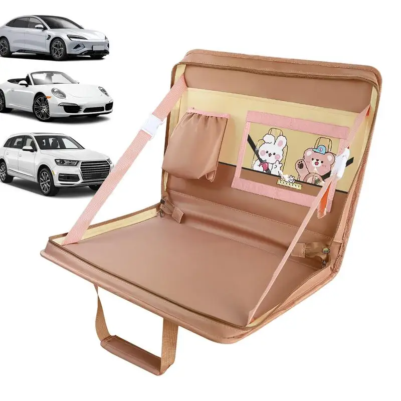 Car Backseat Tray Table Steering Wheel Laptop Desk Car Organizer Food Trays Multifunctional Car Work Table Folding Storage Bag