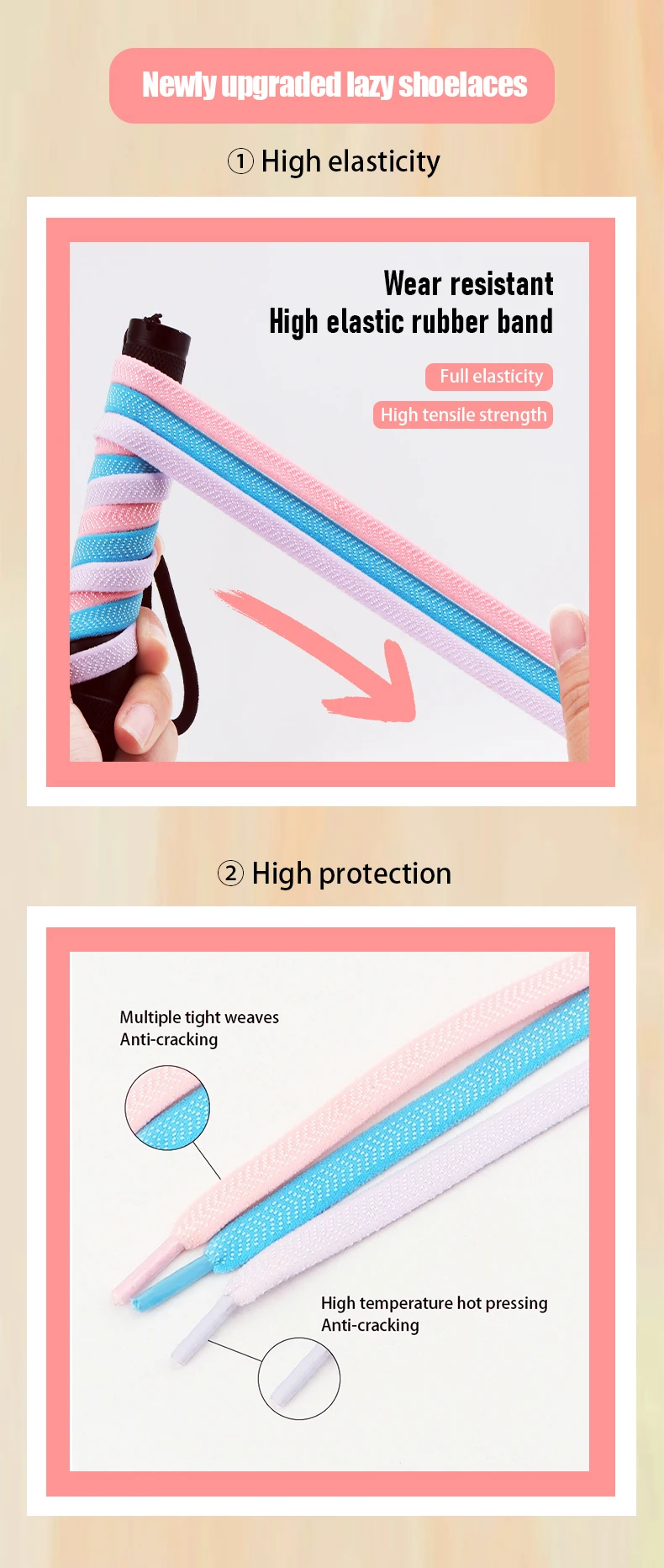 Flache, elastische Schnürsenkel ohne Binden für Sneaker mit Metallverschluss – Einheitsgröße, passend für Kinder und Erwachsene. – Detail 5