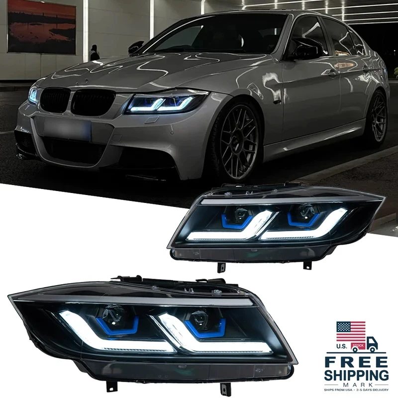 

Автомобильные фары для BMW 3 серии E90, 2005-2012, светодиодные фары, 320i, 318i, 330i, DRL, проекционные передние фары, автомобильные аксессуары