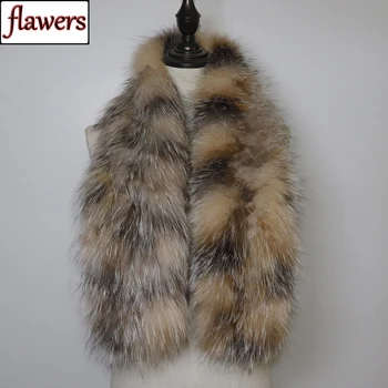 Nuove donne di inverno lavorate a maglia vera pelliccia di volpe sciarpe all'aperto calda signora qualità 100% vera pelliccia di volpe silenziatore naturale morbida pelliccia di volpe sciarpa