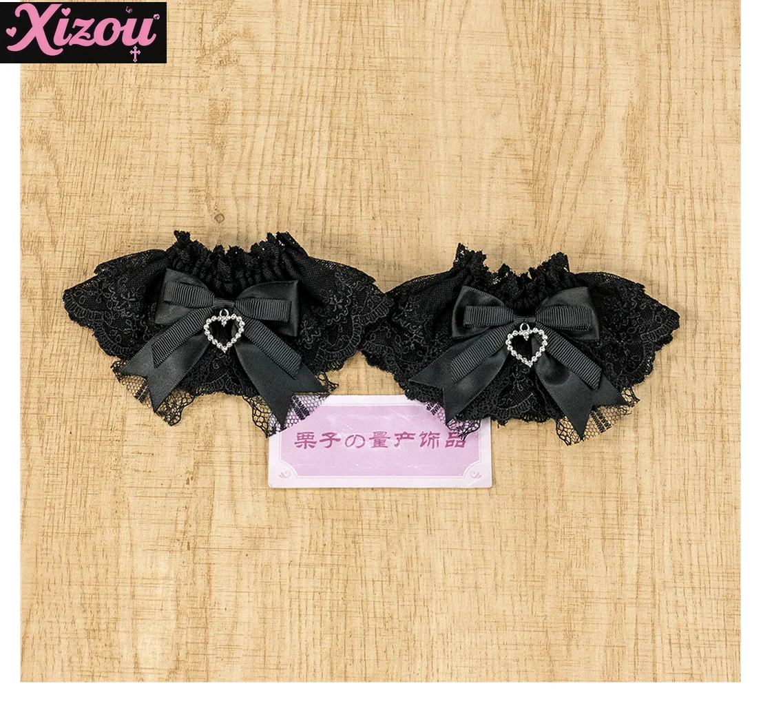 Bracelet Lolita Original fait à la main, série Mine douce et mignonne, avec nœud en dentelle, manches à main, accessoires pour vêtements mignons