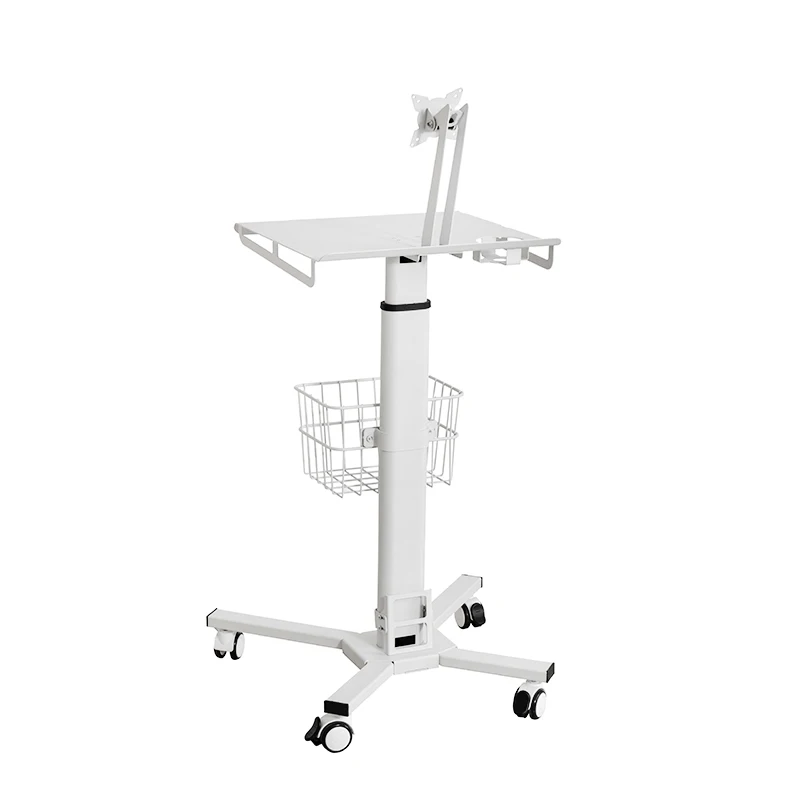 Monitor cart vesa hospital trolley mobile workstation for hospital clinic