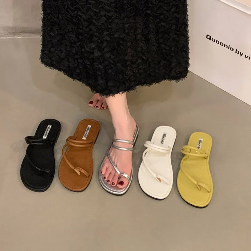 

Bailamos Summer New Brand Women Slippers Fashion Narrow Band Ladies Elegant Slides Flat Heel Outdoor Gladiator Shoes Beach Shoes