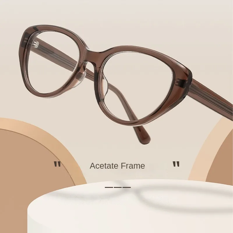 Retro Triangle Cat Eye Prescription Glasses Frame Fashion Ultra Light Acetate Myopia Optical Eyeglasses Men And Women