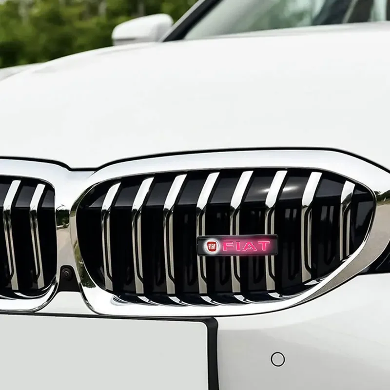 Car Front Grille Sticker Badge Car Head Grill Emblem LED Light For Fiat Aegea Panda Doblo Stilo Uno Palio Tipo Punto 500c Bravo view 5