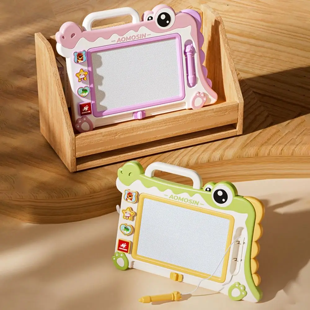 Portable Cartoon Dinosaur Kids Drawing Pad Plastic 4 Stamps Doodle Board Pink Green 1 Pen Magnetic Board Toys Early Education