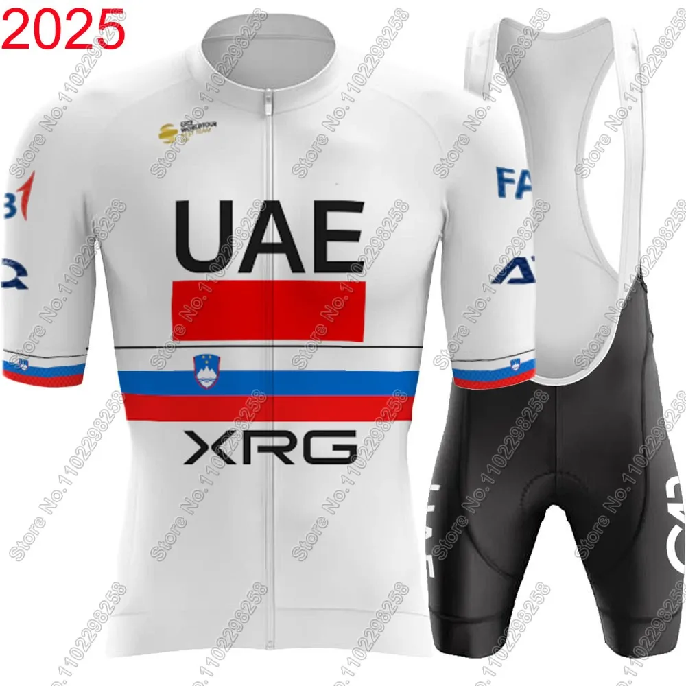 UAE Ciclismo Jersey e Bib Shorts Set, Road Bike Camisas, TDF rosa e branco Vestuário, Estola e Short Tour, UAE, 2024